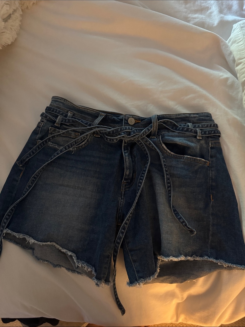 Flying Monkey Dark Blue Tie-Waist Denim Shorts
